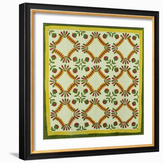 A Pieced and Appliqued Cotton Quilted Coverlet, North Carolina, circa 1850-null-Framed Giclee Print