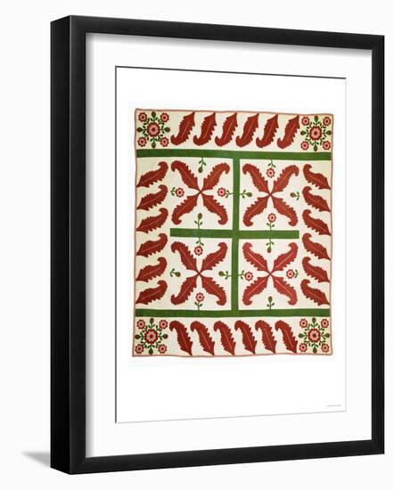 A Pieced and Appliqued Cotton Quilted Coverlet, Probably New Jersey, circa 1851-null-Framed Giclee Print