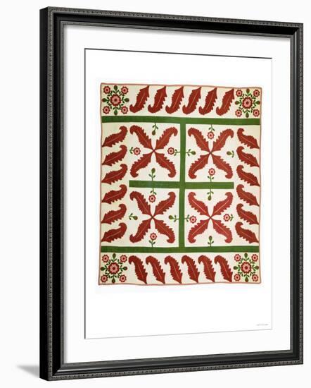 A Pieced and Appliqued Cotton Quilted Coverlet, Probably New Jersey, circa 1851-null-Framed Giclee Print