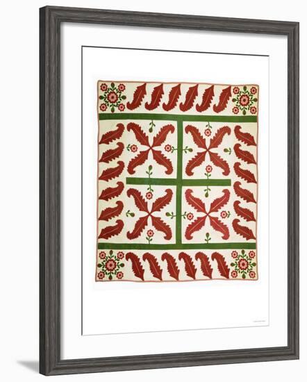 A Pieced and Appliqued Cotton Quilted Coverlet, Probably New Jersey, circa 1851-null-Framed Giclee Print