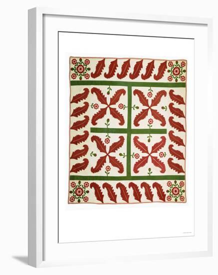 A Pieced and Appliqued Cotton Quilted Coverlet, Probably New Jersey, circa 1851-null-Framed Giclee Print