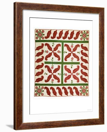 A Pieced and Appliqued Cotton Quilted Coverlet, Probably New Jersey, circa 1851-null-Framed Giclee Print