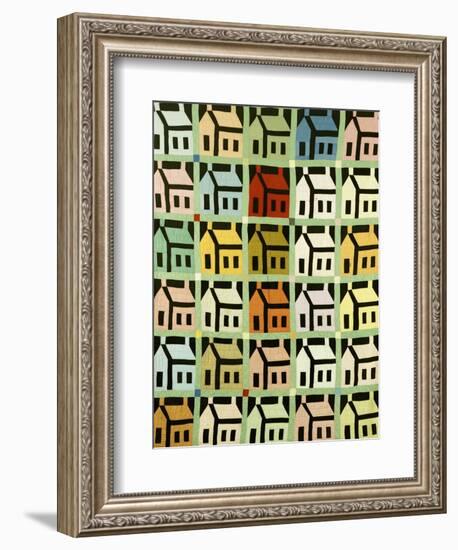 A Pieced and Quilted Cotton Coverlet, Western Pennsylvania, Early 20th Century--Framed Giclee Print