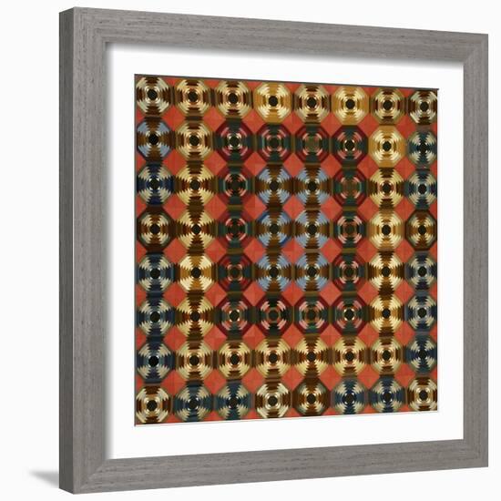 A Pieced Cotton and Flannel Coverlet, Pennsylvania, circa 1900-null-Framed Giclee Print