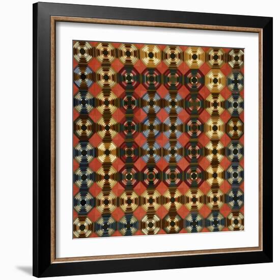 A Pieced Cotton and Flannel Coverlet, Pennsylvania, circa 1900-null-Framed Giclee Print