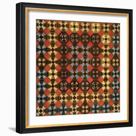 A Pieced Cotton and Flannel Coverlet, Pennsylvania, circa 1900-null-Framed Giclee Print