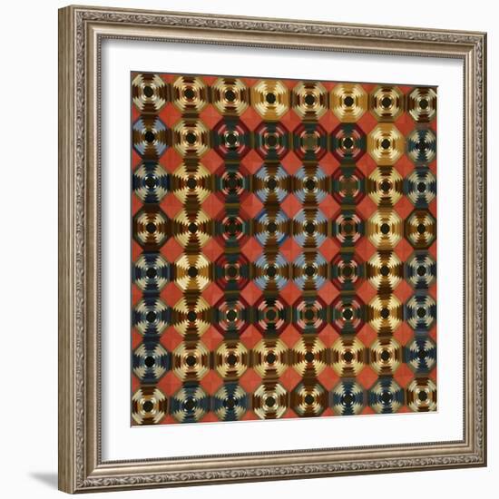 A Pieced Cotton and Flannel Coverlet, Pennsylvania, circa 1900-null-Framed Premium Giclee Print