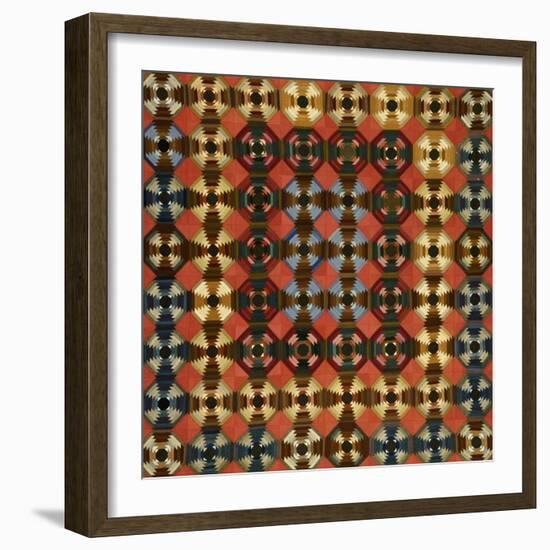 A Pieced Cotton and Flannel Coverlet, Pennsylvania, circa 1900-null-Framed Premium Giclee Print