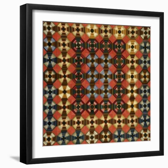 A Pieced Cotton and Flannel Coverlet, Pennsylvania, circa 1900-null-Framed Premium Giclee Print