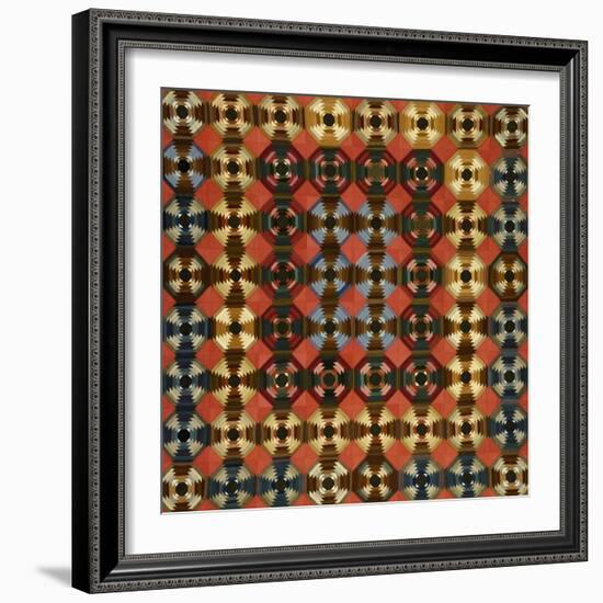 A Pieced Cotton and Flannel Coverlet, Pennsylvania, circa 1900-null-Framed Premium Giclee Print