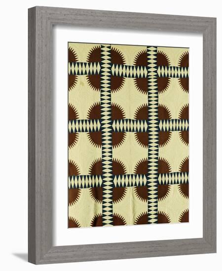 A Pieced Cotton Quilted Coverlet, circa 1860-null-Framed Giclee Print
