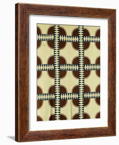 A Pieced Cotton Quilted Coverlet, circa 1860-null-Framed Giclee Print