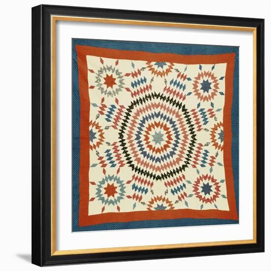 A Pieced Quilted Coverlet, American, Late Nineteenth Century-null-Framed Giclee Print