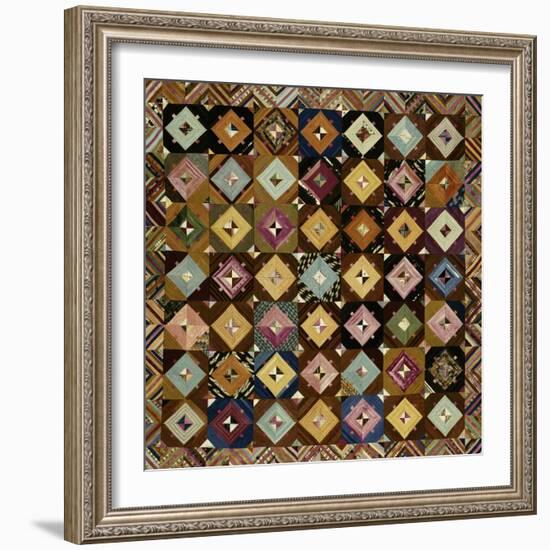 A Pieced Silk Coverlet Pennsylvania, C 1890-null-Framed Giclee Print