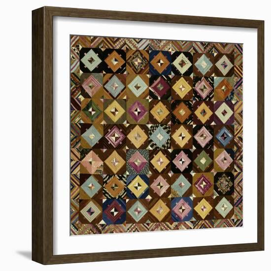 A Pieced Silk Coverlet Pennsylvania, C 1890-null-Framed Giclee Print