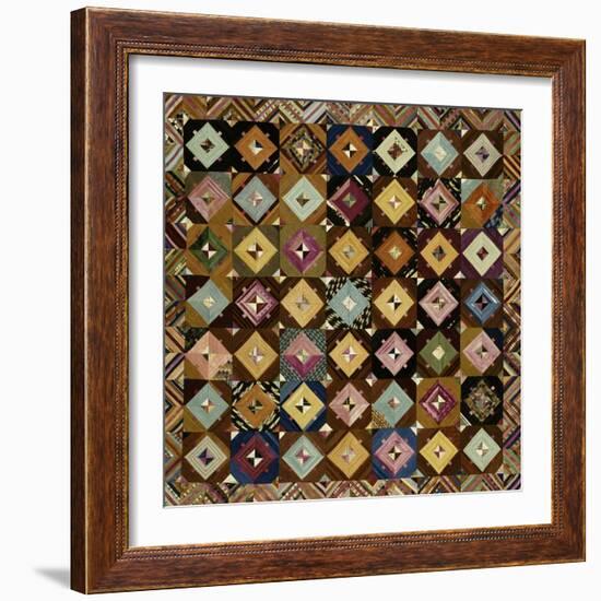 A Pieced Silk Coverlet Pennsylvania, C 1890--Framed Giclee Print