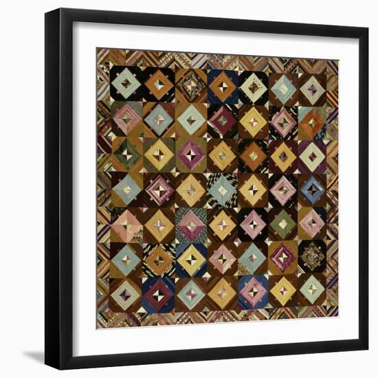 A Pieced Silk Coverlet Pennsylvania, C 1890-null-Framed Giclee Print