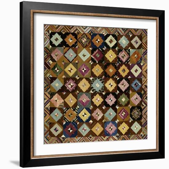 A Pieced Silk Coverlet Pennsylvania, C 1890-null-Framed Giclee Print