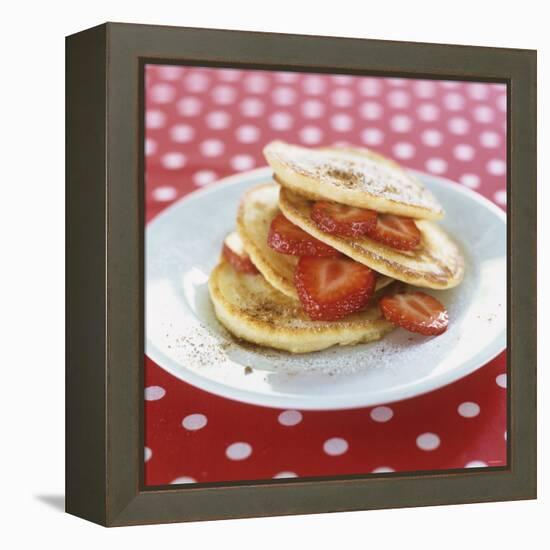 A Pile of Pancakes with Strawberries-Alena Hrbkova-Framed Premier Image Canvas