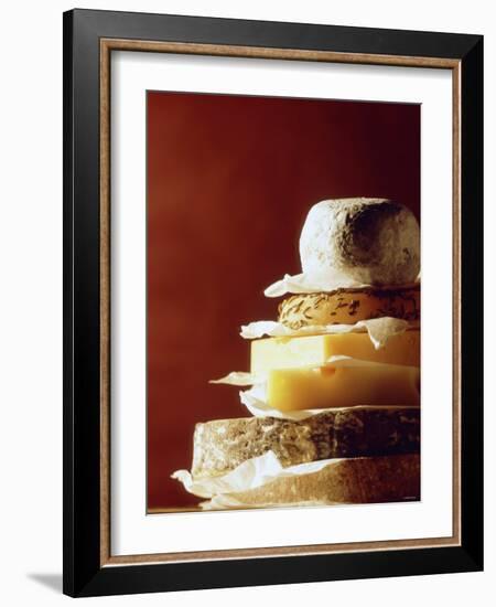 A Pile of Pieces of Different Cheeses-Tim Thiel-Framed Photographic Print