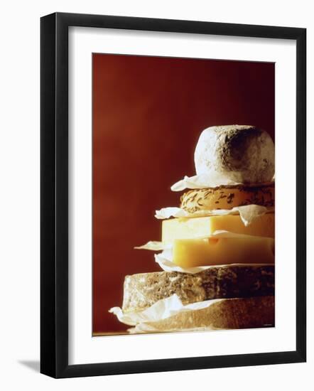 A Pile of Pieces of Different Cheeses-Tim Thiel-Framed Photographic Print