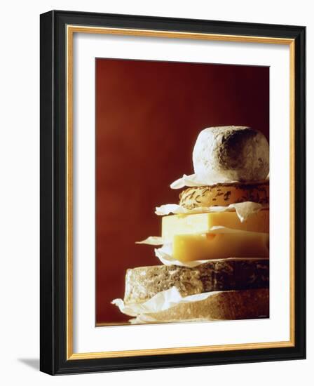 A Pile of Pieces of Different Cheeses-Tim Thiel-Framed Photographic Print