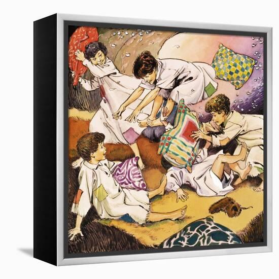 A Pillow Fight, Illustration from 'Peter Pan' by J.M. Barrie-Nadir Quinto-Framed Premier Image Canvas