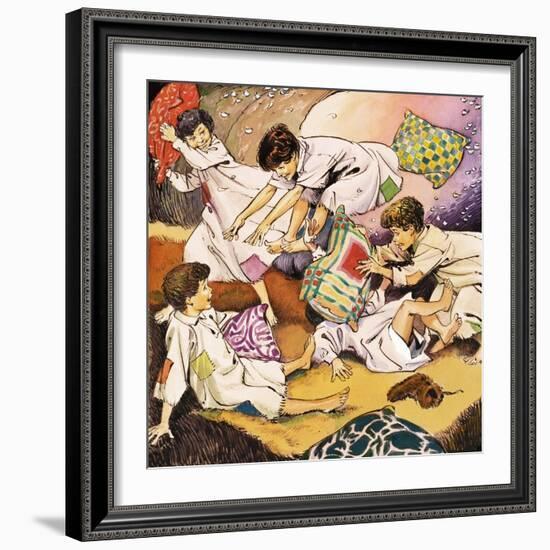 A Pillow Fight, Illustration from 'Peter Pan' by J.M. Barrie-Nadir Quinto-Framed Giclee Print