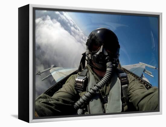 A Pilot in the Cockpit of an F-16 Fighting Falcon-Stocktrek Images-Framed Premier Image Canvas