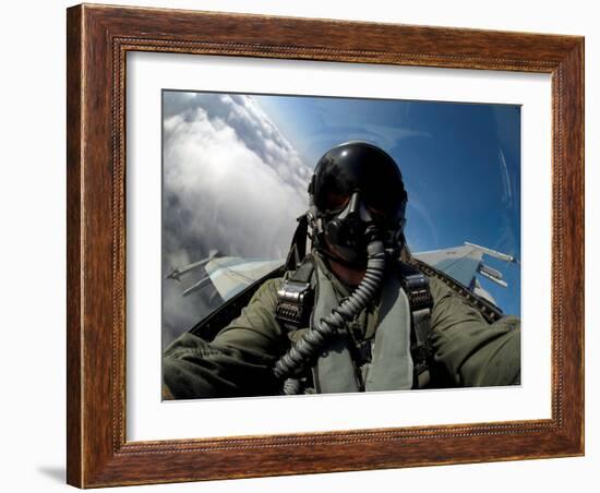 A Pilot in the Cockpit of an F-16 Fighting Falcon-Stocktrek Images-Framed Photographic Print