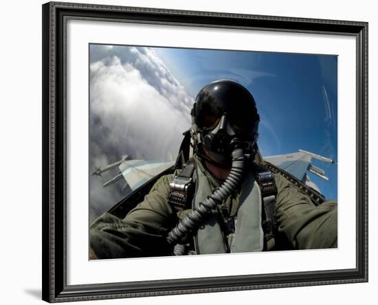 A Pilot in the Cockpit of an F-16 Fighting Falcon-Stocktrek Images-Framed Photographic Print