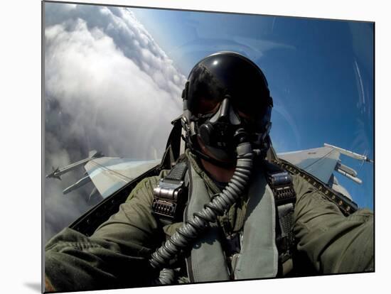 A Pilot in the Cockpit of an F-16 Fighting Falcon-Stocktrek Images-Mounted Photographic Print