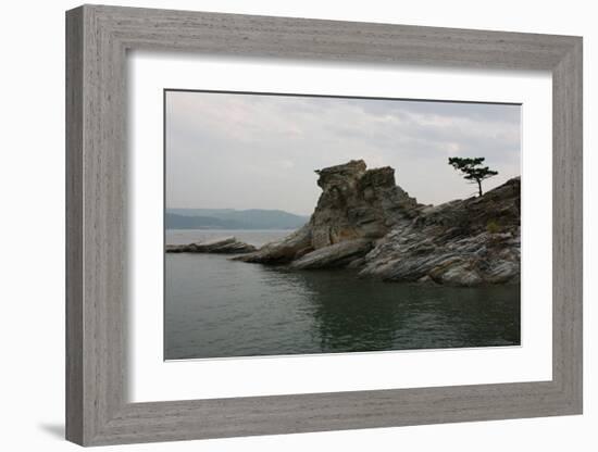 A Pine Tree at Wakaura Port in Japan-Ryuji Adachi-Framed Art Print