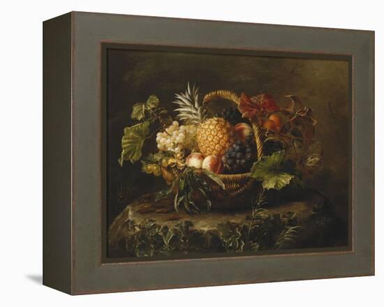 A Pineapple, Grapes, Peaches and Apricots in a Basket-Johan Laurentz Jensen-Framed Premier Image Canvas