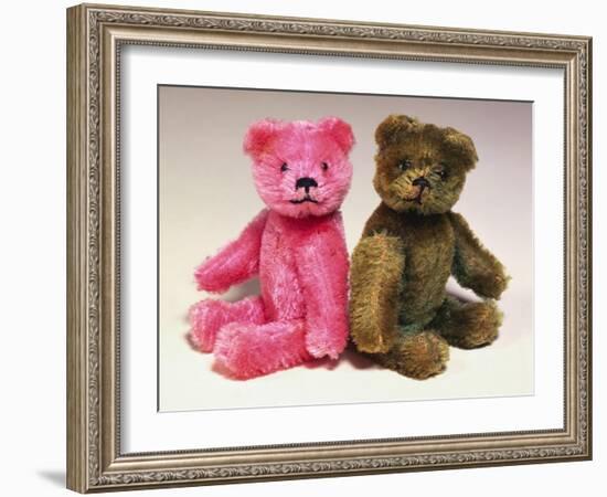 A Pink Schuco Scent Bottle Teddy Bearand a Green Schuco Compact Teddy Bear,-null-Framed Giclee Print