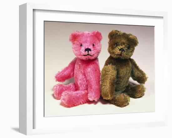 A Pink Schuco Scent Bottle Teddy Bearand a Green Schuco Compact Teddy Bear,-null-Framed Giclee Print