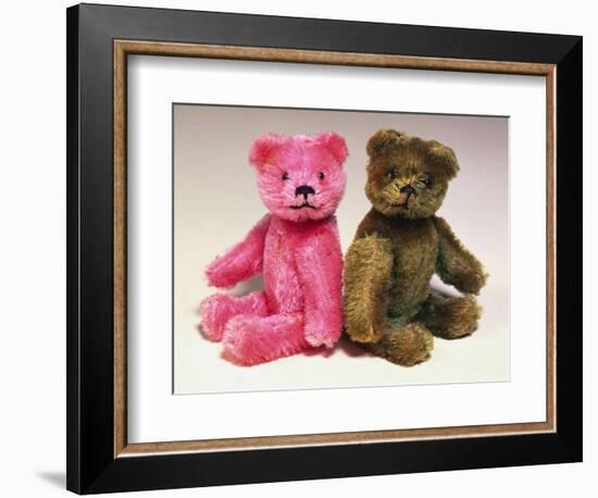 A Pink Schuco Scent Bottle Teddy Bearand a Green Schuco Compact Teddy Bear,-null-Framed Giclee Print