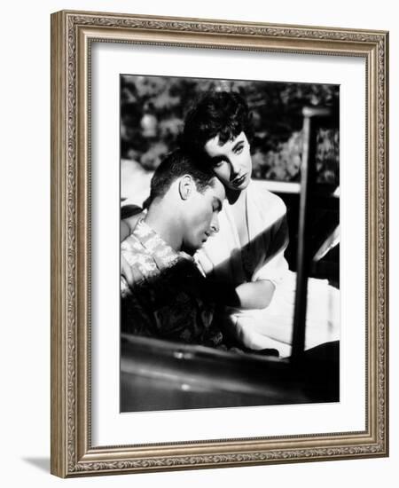 A Place in the Sun, from Left, Montgomery Clift, Elizabeth Taylor, 1951-null-Framed Premium Photographic Print