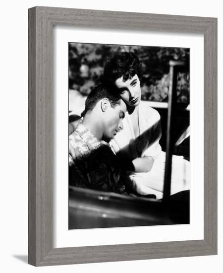 A Place in the Sun, from Left, Montgomery Clift, Elizabeth Taylor, 1951-null-Framed Premium Photographic Print