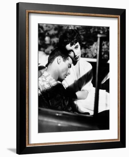 A Place in the Sun, from Left, Montgomery Clift, Elizabeth Taylor, 1951-null-Framed Premium Photographic Print