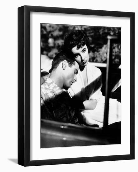 A Place in the Sun, from Left, Montgomery Clift, Elizabeth Taylor, 1951-null-Framed Premium Photographic Print