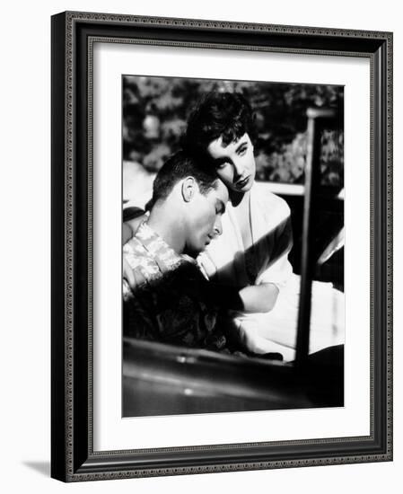 A Place in the Sun, from Left, Montgomery Clift, Elizabeth Taylor, 1951-null-Framed Premium Photographic Print