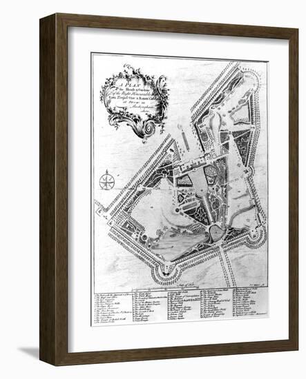 A Plan of the House and Gardens at Stowe, Buckinghamshire-Johann Sebastien Muller-Framed Giclee Print