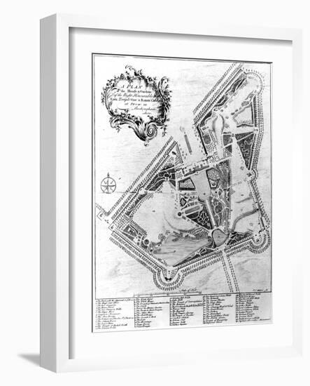 A Plan of the House and Gardens at Stowe, Buckinghamshire-Johann Sebastien Muller-Framed Giclee Print