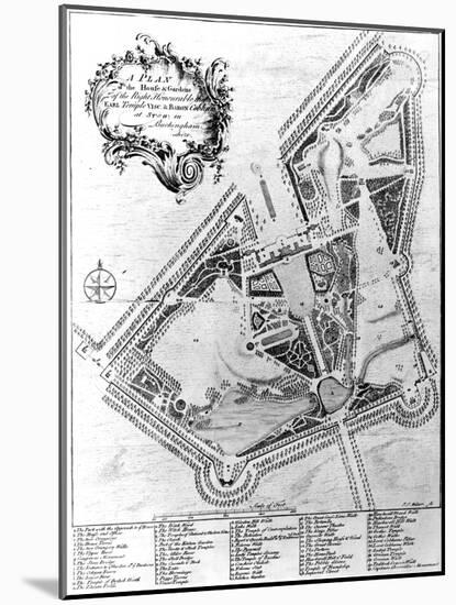 A Plan of the House and Gardens at Stowe, Buckinghamshire-Johann Sebastien Muller-Mounted Giclee Print