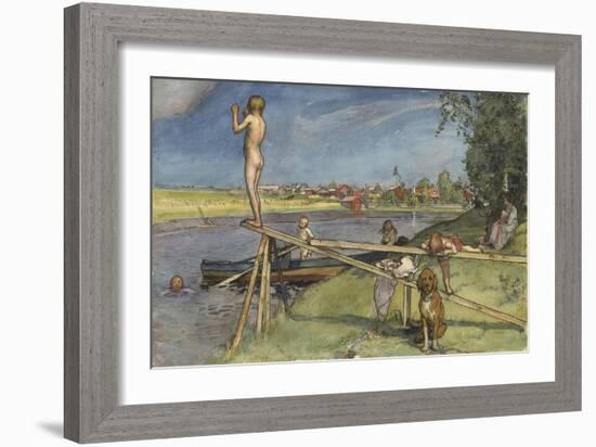 A Pleasant Bathing Place, from 'A Home' series, c.1895-Carl Larsson-Framed Giclee Print