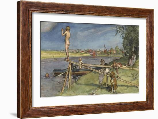 A Pleasant Bathing Place, from 'A Home' series, c.1895-Carl Larsson-Framed Giclee Print