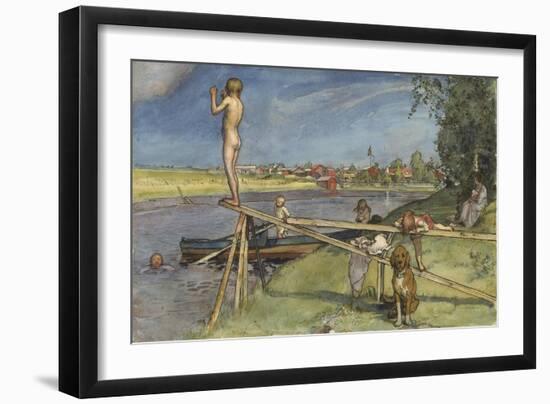 A Pleasant Bathing Place, from 'A Home' series, c.1895-Carl Larsson-Framed Giclee Print