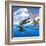 A Plesiopleurodon Jumps Out of the Water, Attacking an Ornithocheirus-null-Framed Art Print