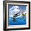 A Plesiopleurodon Jumps Out of the Water, Attacking an Ornithocheirus-null-Framed Art Print